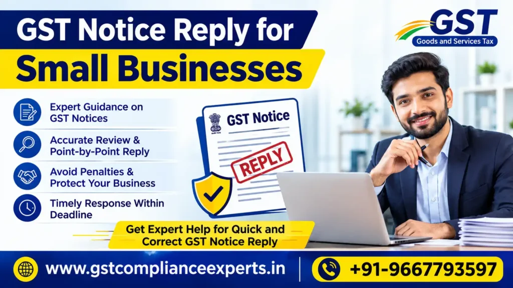 Small business owner reviewing a GST notice on the portal before drafting a reply"