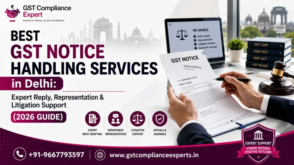 GST notice handling services in Delhi — consultant reviewing a GST show cause notice